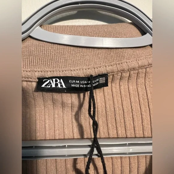 Zara Ribbed Long Sleeve Collared Top - Picture 3 of 6